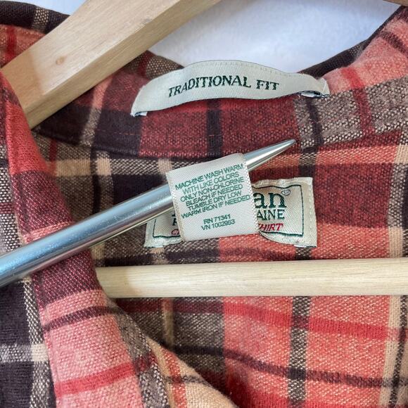 LL Bean Vintage Cotton Plaid Button Up Chamois Cloth Shirt Outdoor Comfy Mens XL - Picture 8 of 8